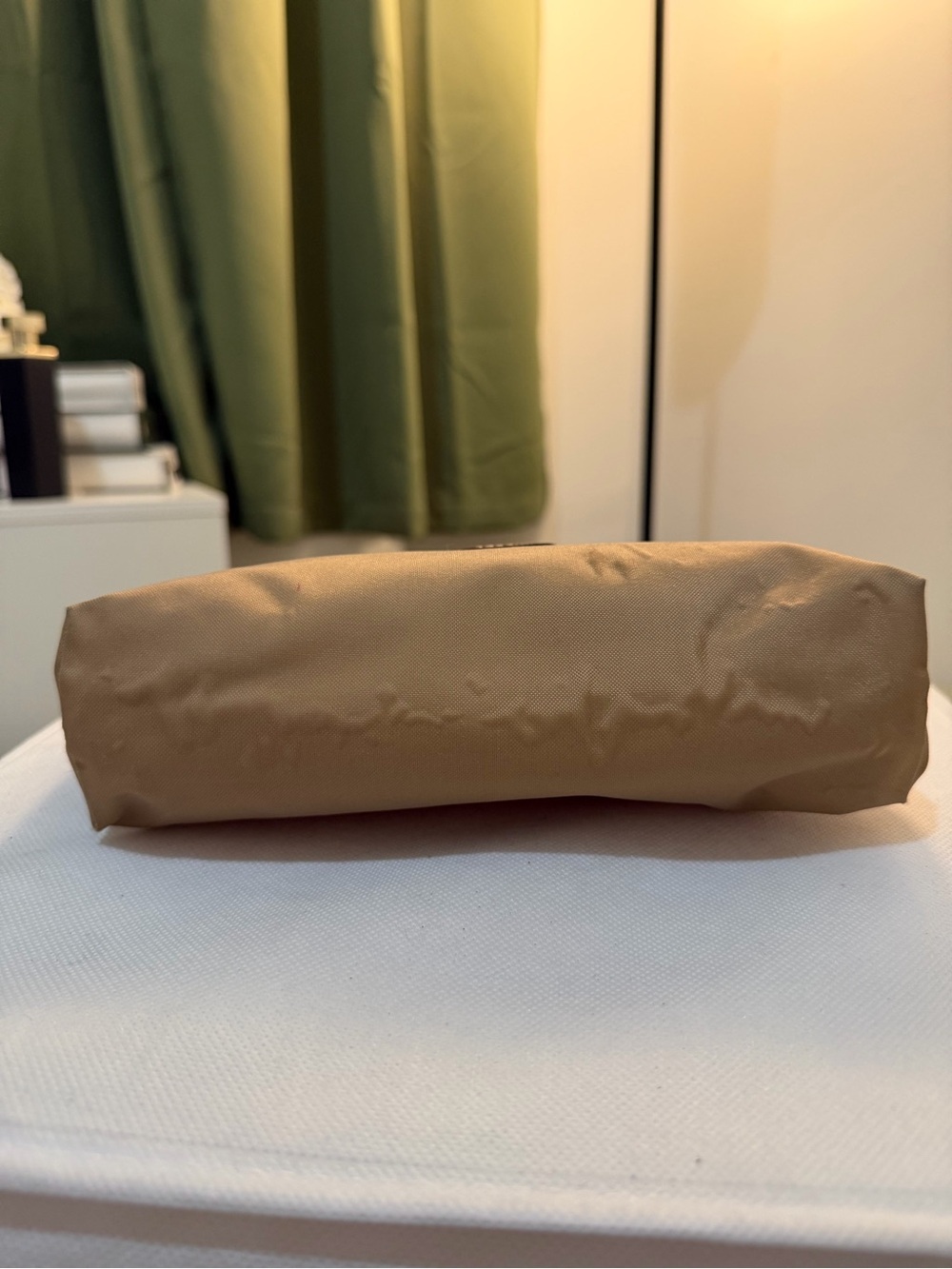 Longchamp Tan Nylon Mini Handle Pouch with Brown Leather Trim - Picture 5 of 7